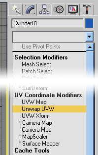 Location of UVW modifiers